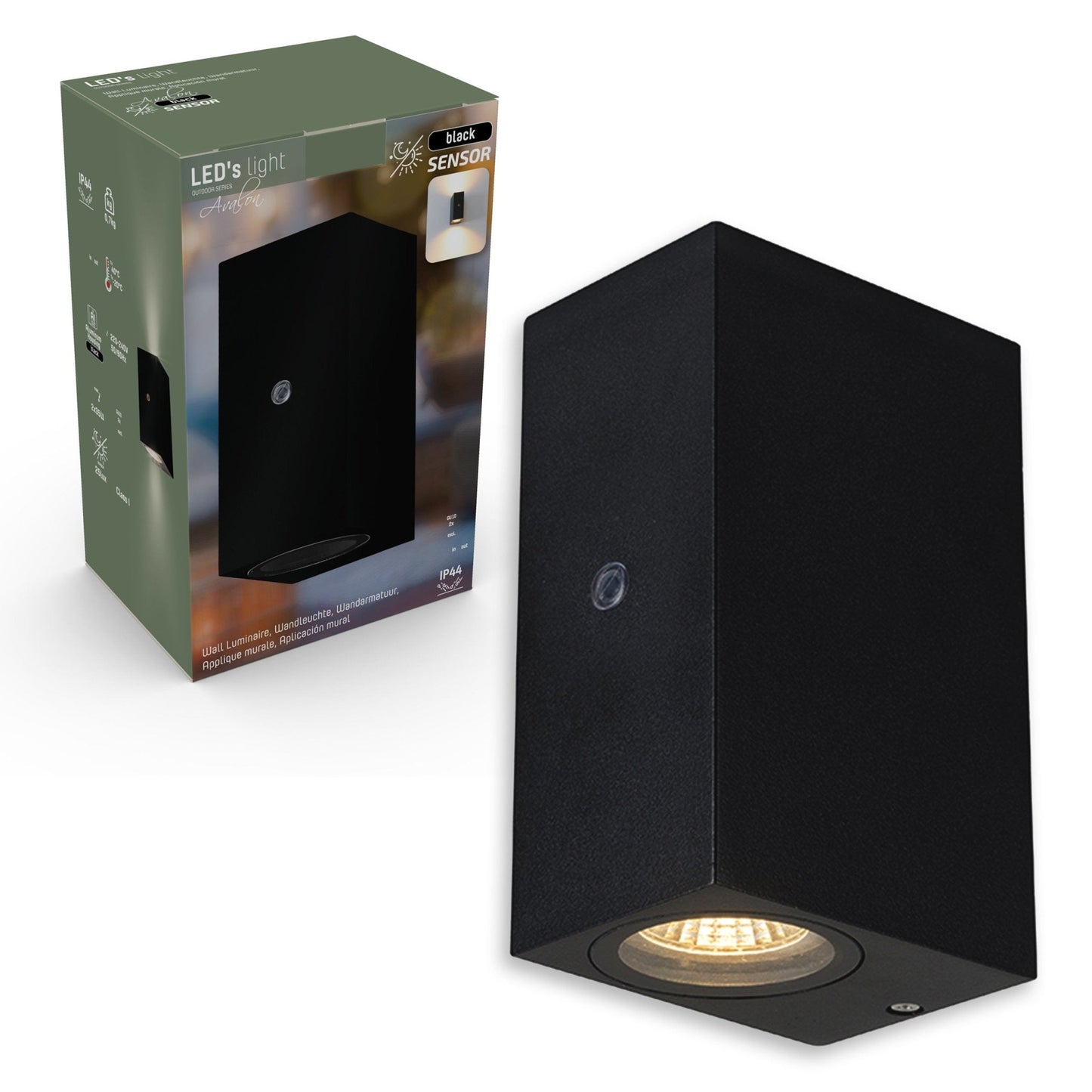 NØRD Up&Down - LED's Light LED Buitenlamp met sensor - IP44 waterdicht - GU10 fitting - Model Napoli - Zwart