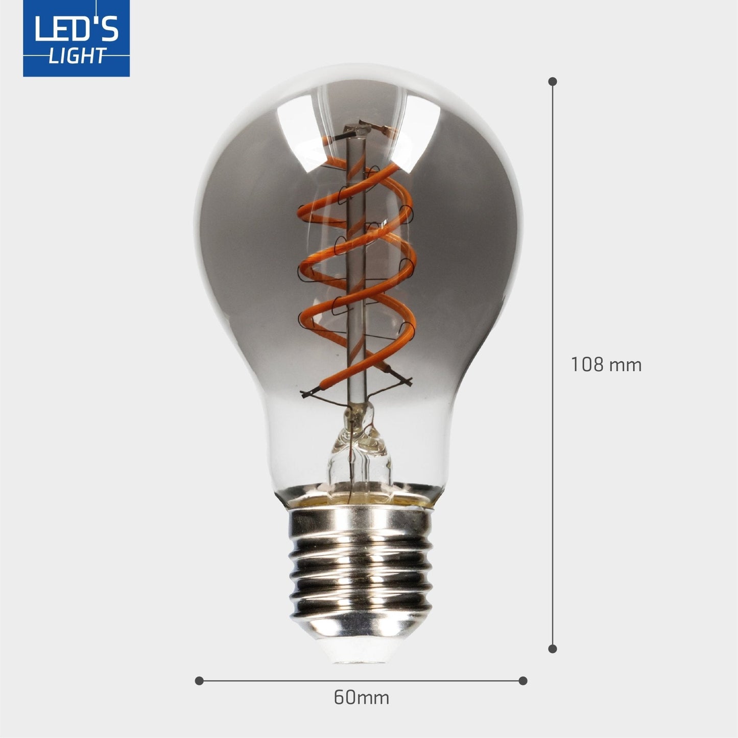 LED Filamentlamp A60 met Rookglas - E27 fitting - 4,5W - 120 Lumen - Extra warm wit (1800K) - Dimbaar