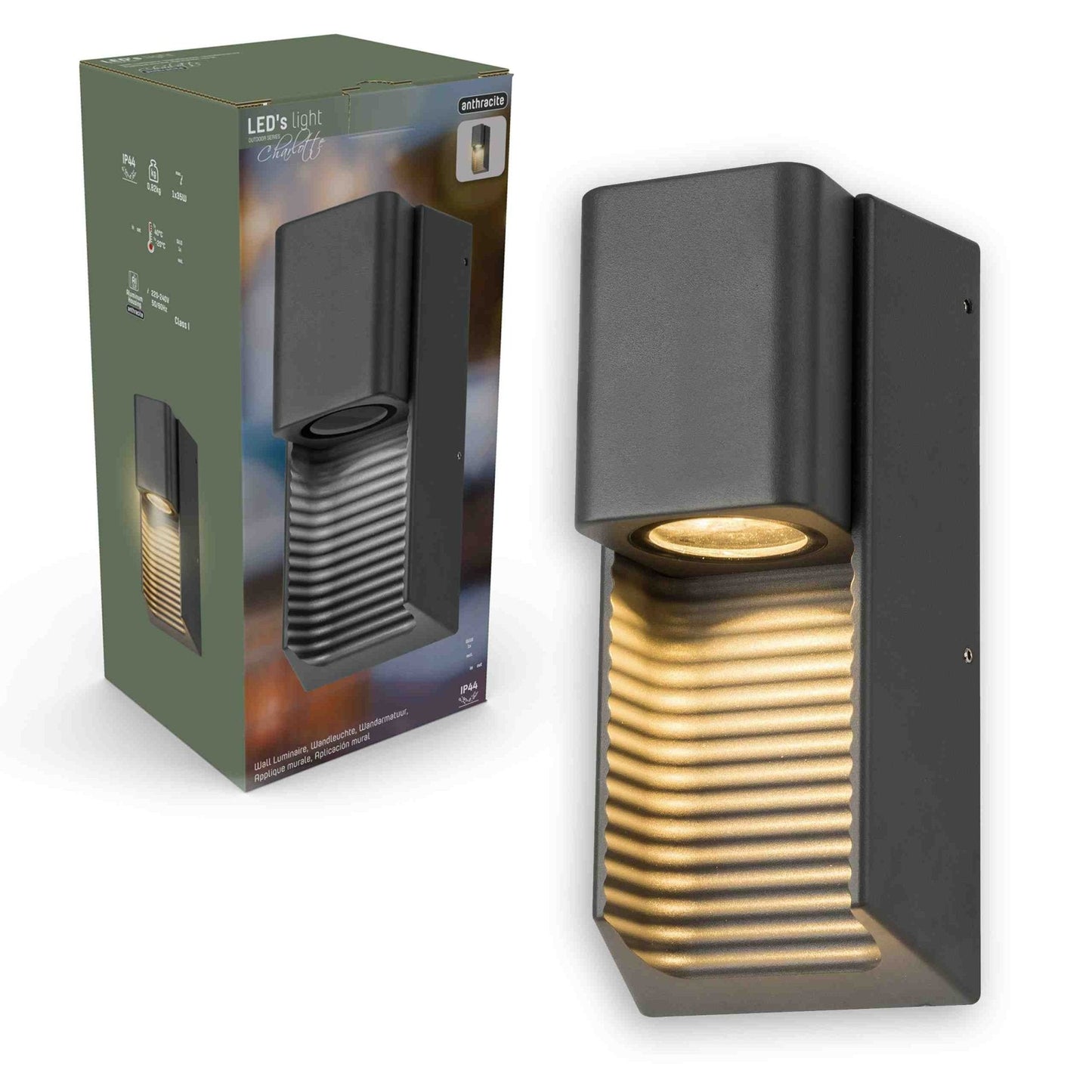 LED Muurlamp buiten met GU10 fitting - Strepen - Rimini - IP44 - Antraciet