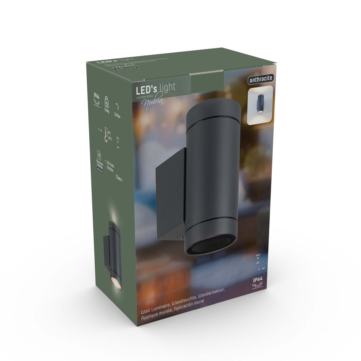 LED's Light Up & Down Light Wandlamp - 2x GU10 fitting - IP44 - Antraciet - Model Carpi