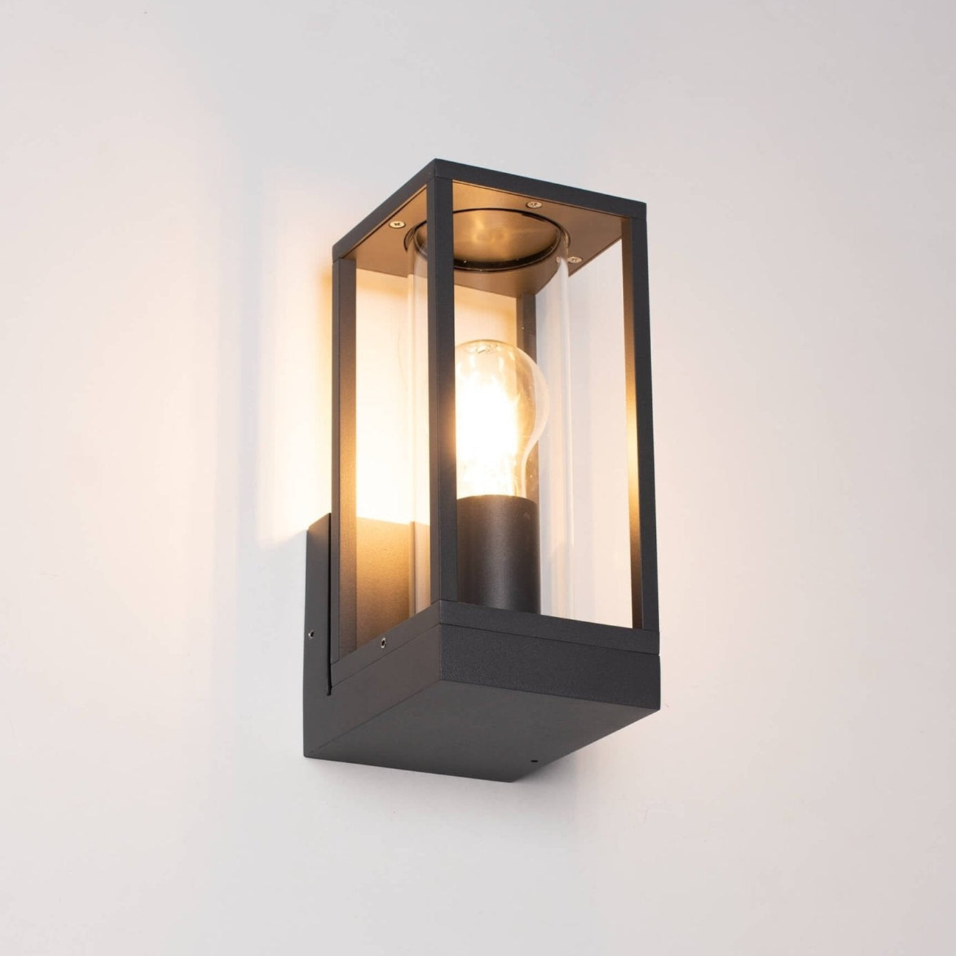 LED's Light LED Wandlamp met glazen ruiten - Rechthoek - E27 fitting - IP44 - Antraciet