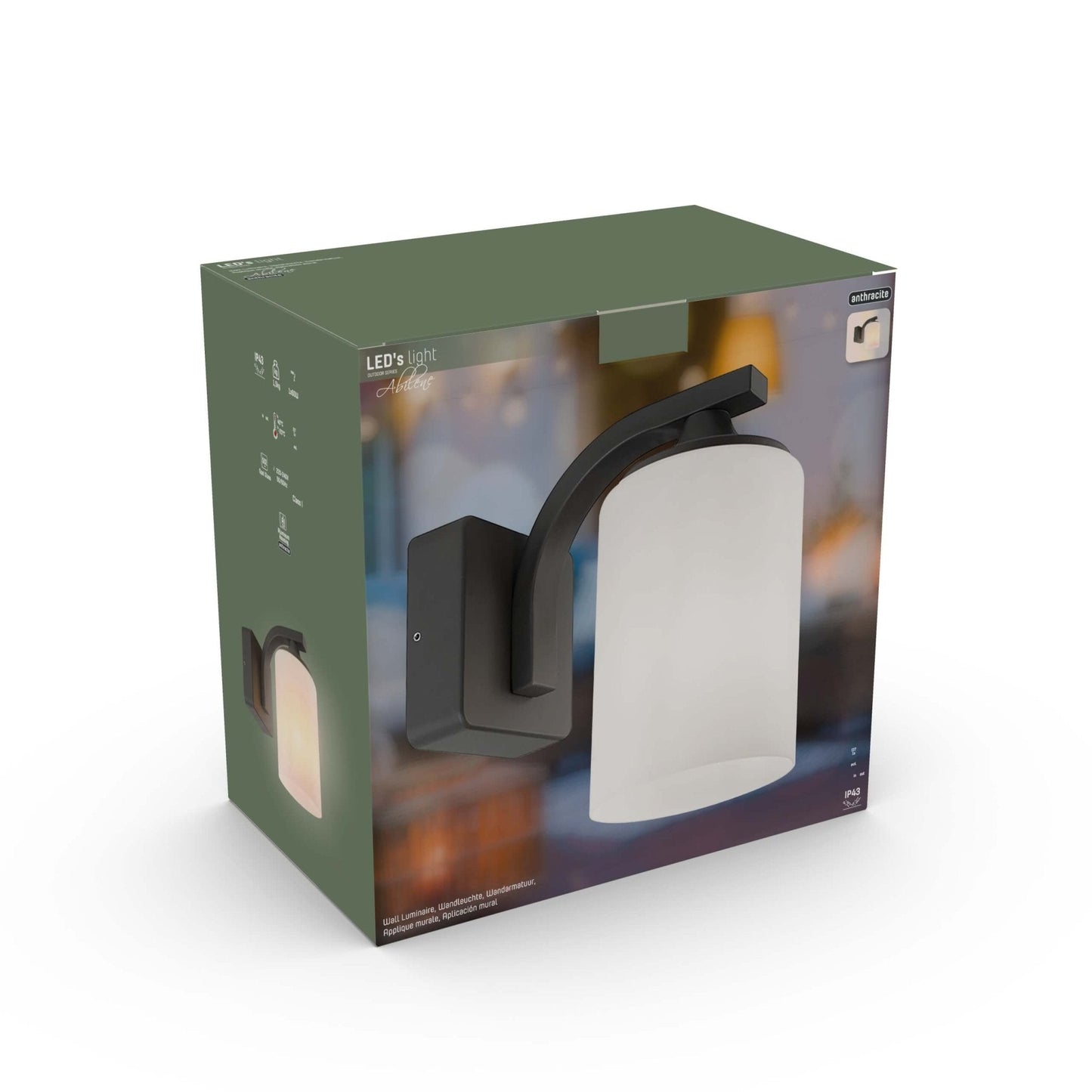 LED's Light LED Wandlamp Milky met E27 fitting - IP44 - Model Noto - Antraciet