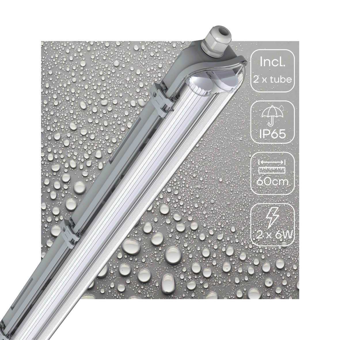 LED's Light Dubbele LED TL lamp 60 cm - compleet met LED buizen - Binnen en buiten - 2200 lm - 2x6W - 4000K