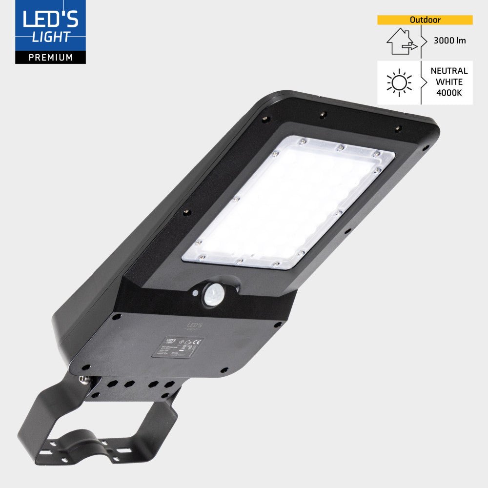LED's Light LED Solar buitenstraatverlichting straatverlichting Lantaarnpaal 3000 lm 4000 K – Zwart