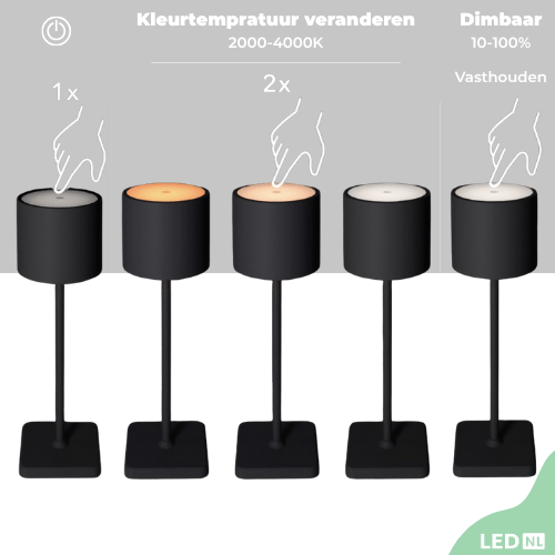 LED's Light Oplaadbare LED Tafellamp - Dimbaar via aanraking - Binnen en buiten - Grijs