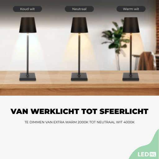 LED's Light Oplaadbare LED Tafellamp - Dimbaar via aanraking - Binnen en buiten - Grijs