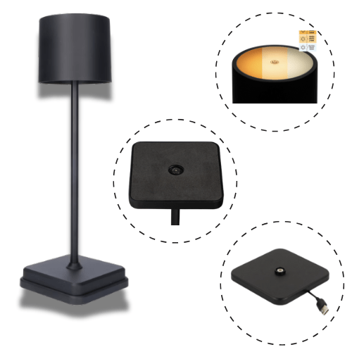 LED's Light Oplaadbare LED Tafellamp - Dimbaar via aanraking - Binnen en buiten - Zwart
