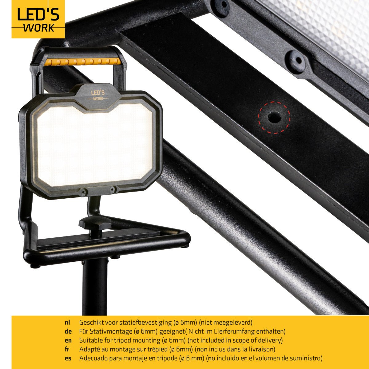 LED's Work LED Bouwlamp oplaadbaar 20W 2000lm - Werkt draadloos op accu - Stof- en waterdicht
