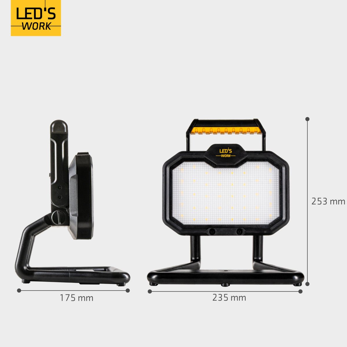 LED's Work LED Bouwlamp oplaadbaar 20W 2000lm - Werkt draadloos op accu - Stof- en waterdicht