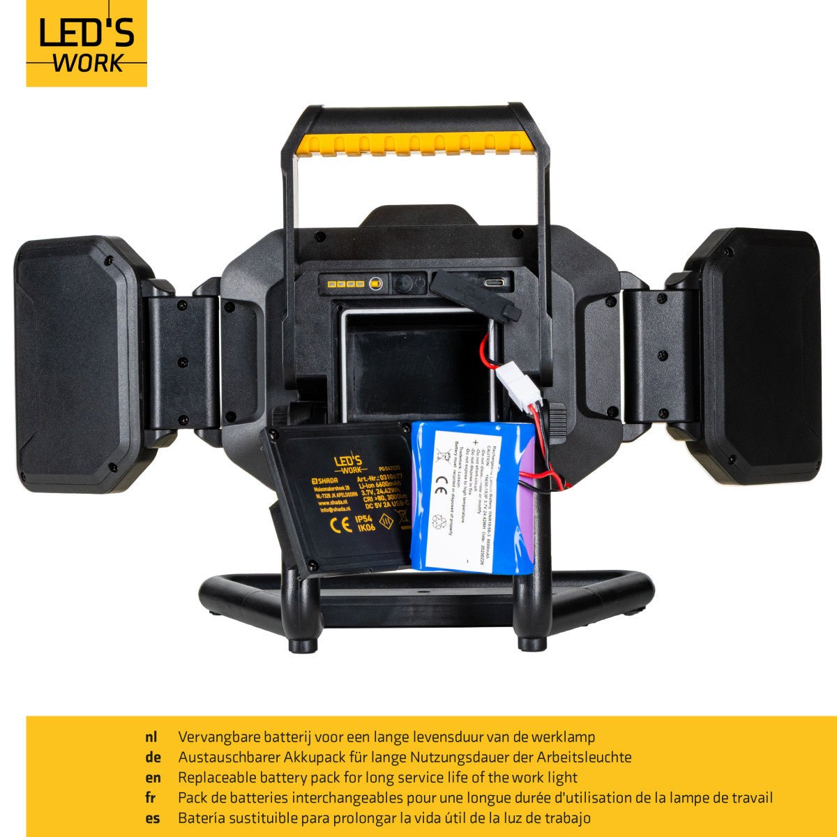 LED's Work LED Bouwlamp Werklamp Oplaadbaar 4000lm 30W Opvouwbaar & Compact