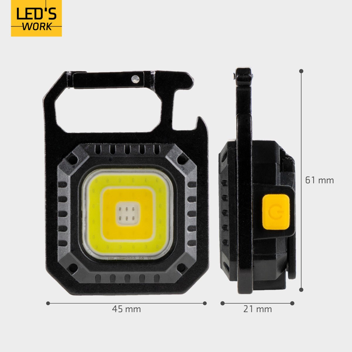 LED's Work mini Werklamp met sleutelhanger - Oplaadbaar met USB - Draadloos op accu