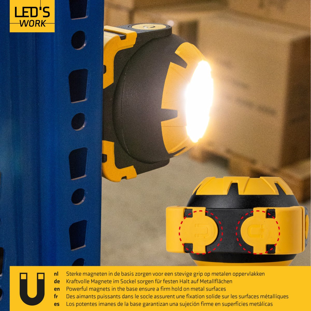 LED's Work Oplaadbare LED Looplamp – Krachtige Draadloze 800 Lumen Werk- & Noodlamp