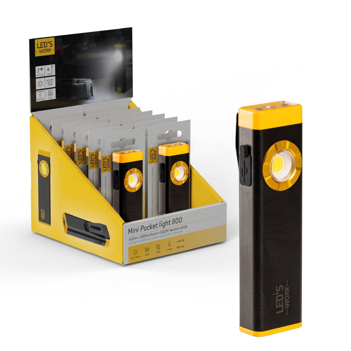 LED's Work Oplaadbare LED Mini Zaklamp met 3 lichtstanden (100, 500 en 700 Lumen)