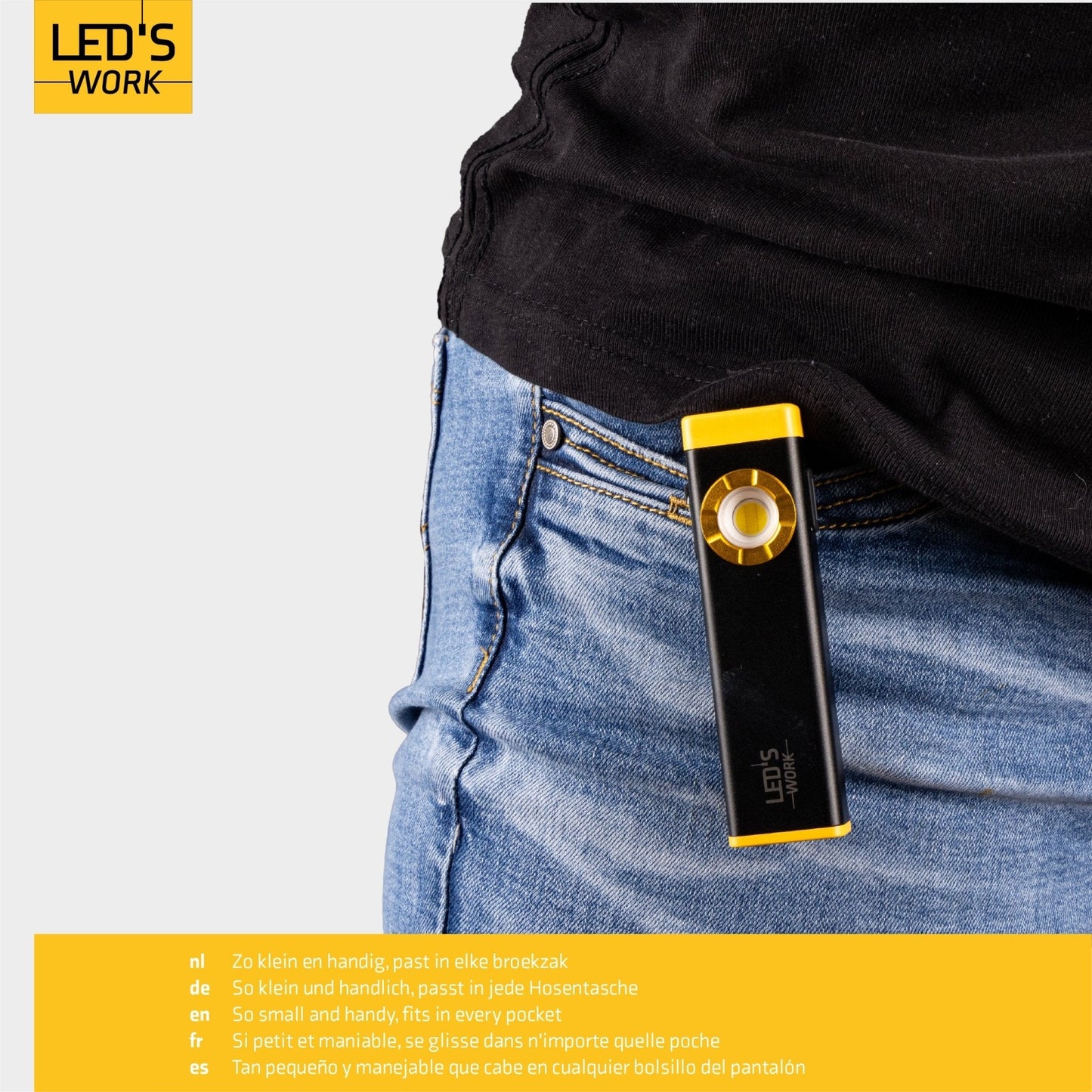 LED's Work Oplaadbare LED Mini Zaklamp met 3 lichtstanden (100, 500 en 700 Lumen)