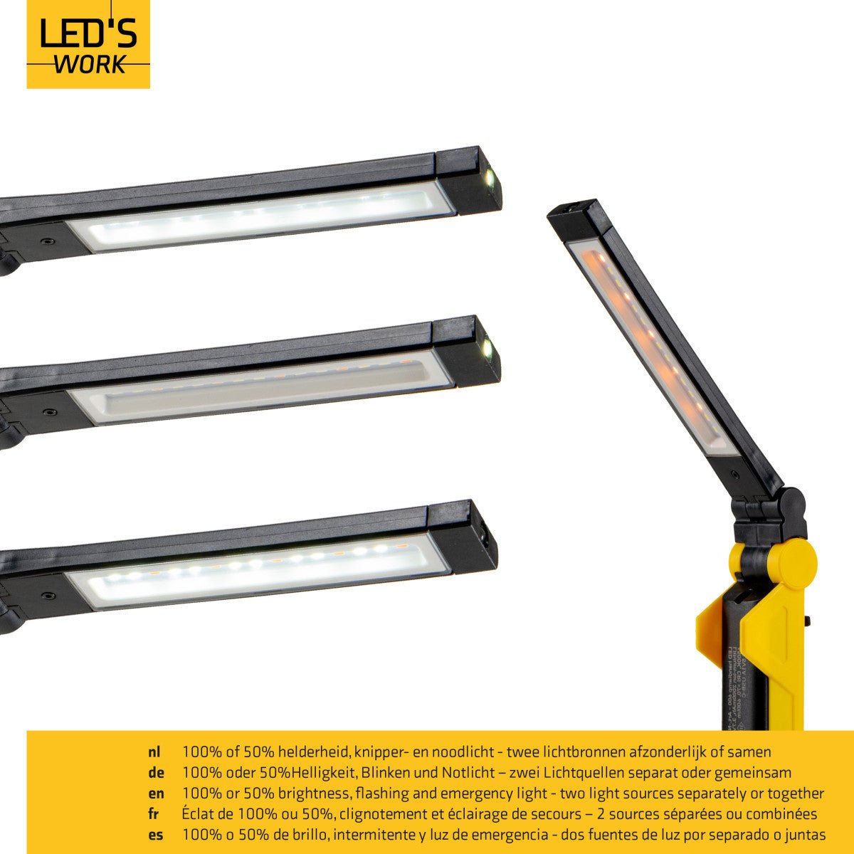 LED's Work Oplaadbare LED Werklamp op accu 600 - Werkt draadloos - Met magneet en haak