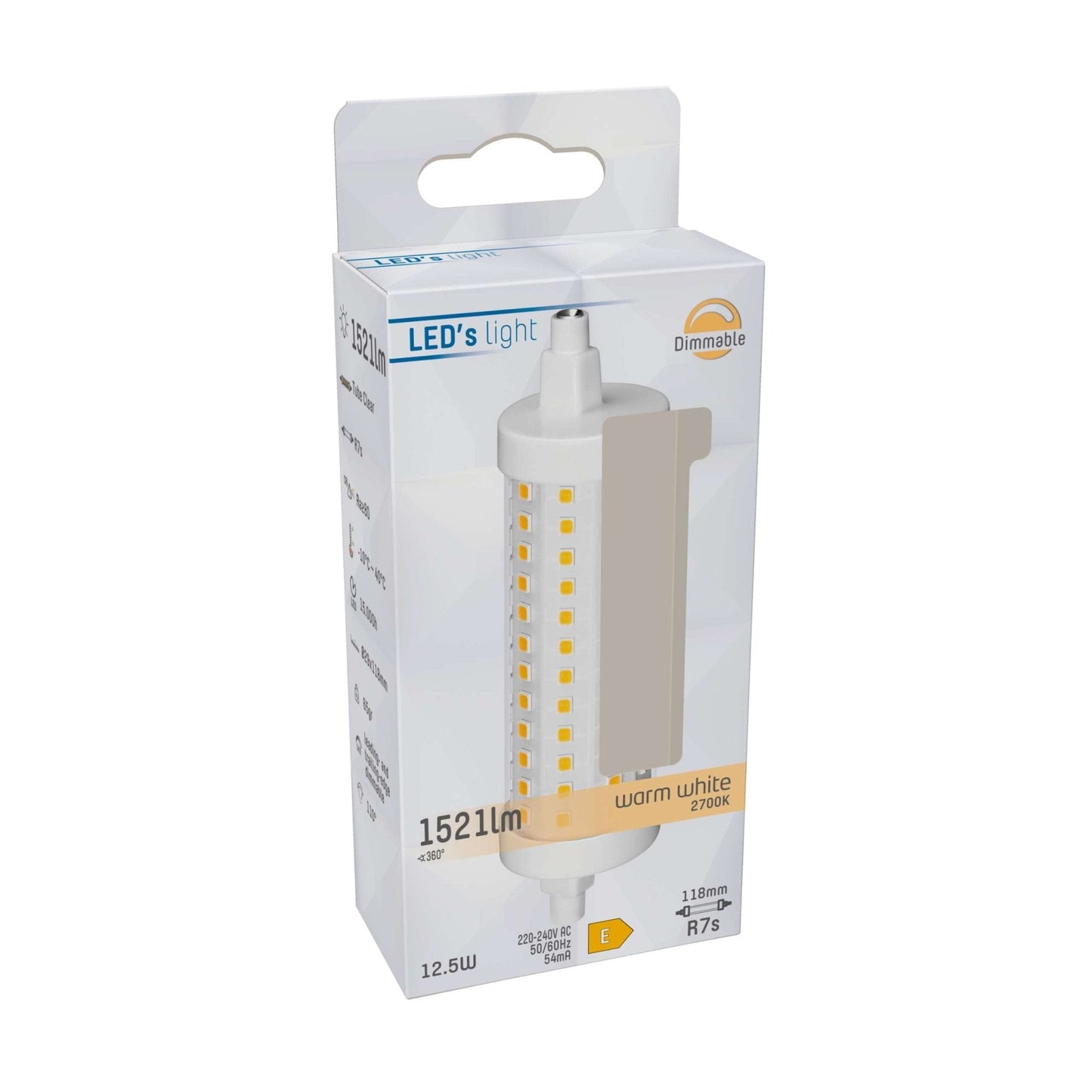 LED Lamp met R7S fitting - Dimbaar warm wit licht - 12.5W Vervangt 100W