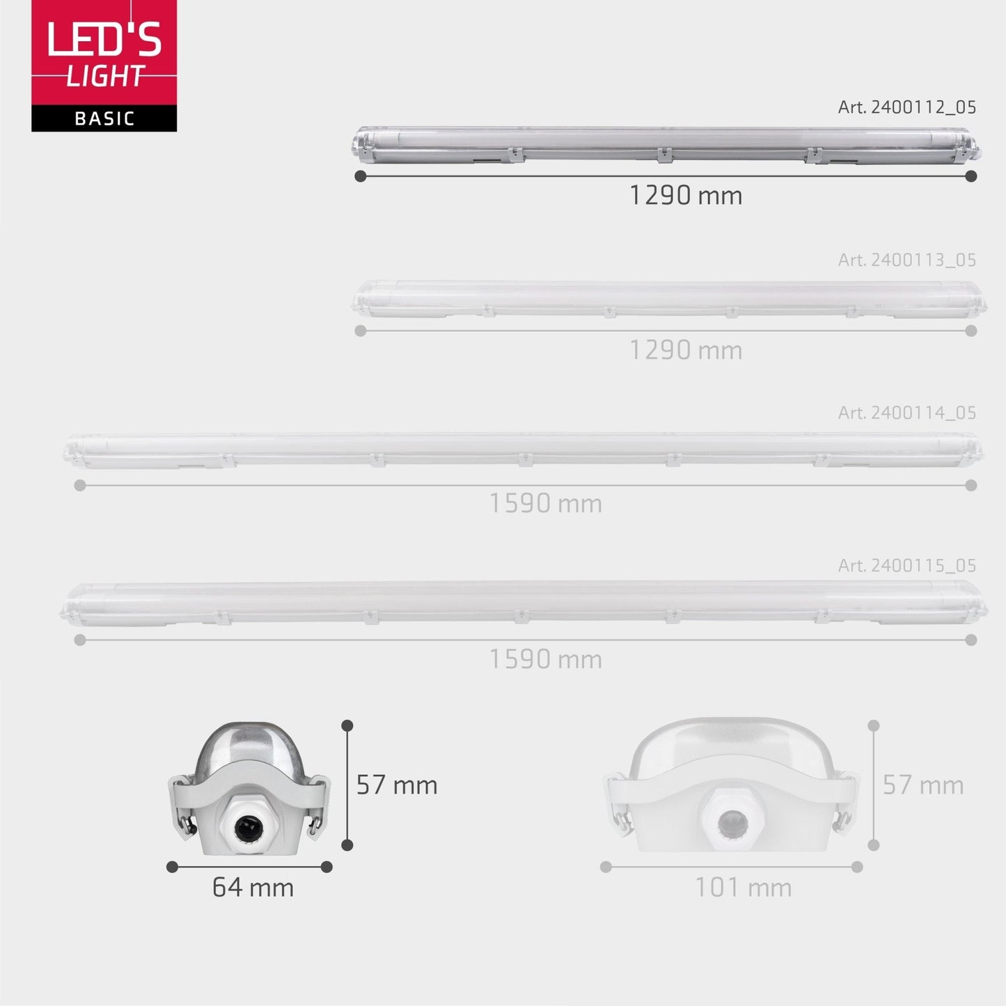 LED's Light LED TL armatuur met lamp 120 cm - Koud wit licht 6500 K - Waterdicht - Complete set
