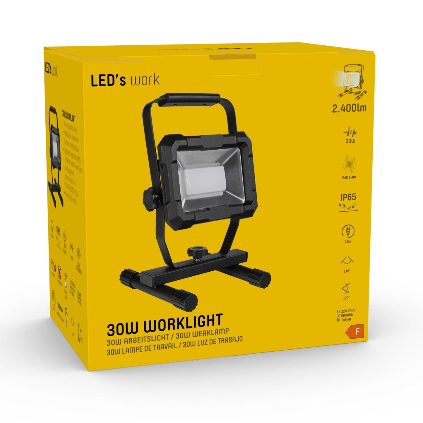 LED's Work Werklamp 2400 - Robuuste behuizing - Extra sterk snoer 150 cm - IP65 waterdicht - 30W