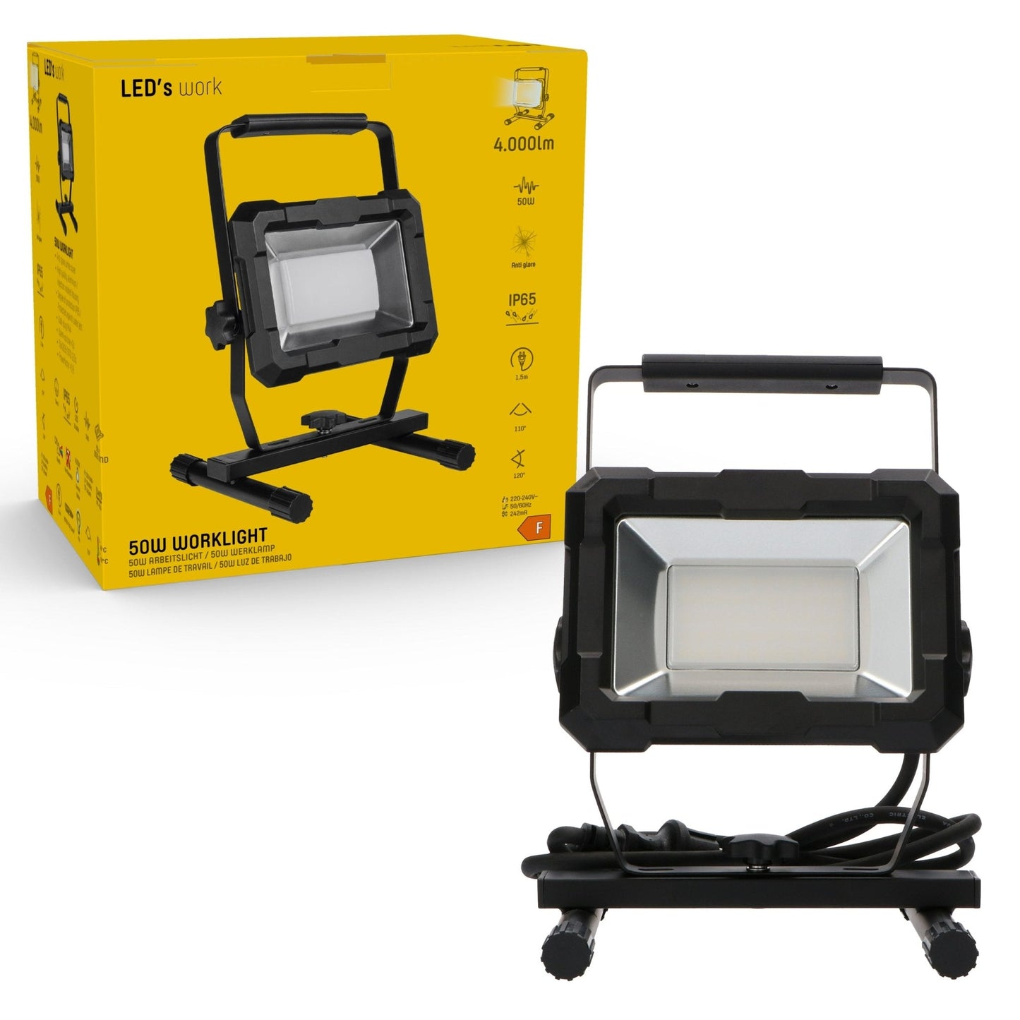 LED's Work Werklamp 4000 - Robuuste behuizing - Extra sterk snoer 150 cm - IP65 waterdicht - 50W