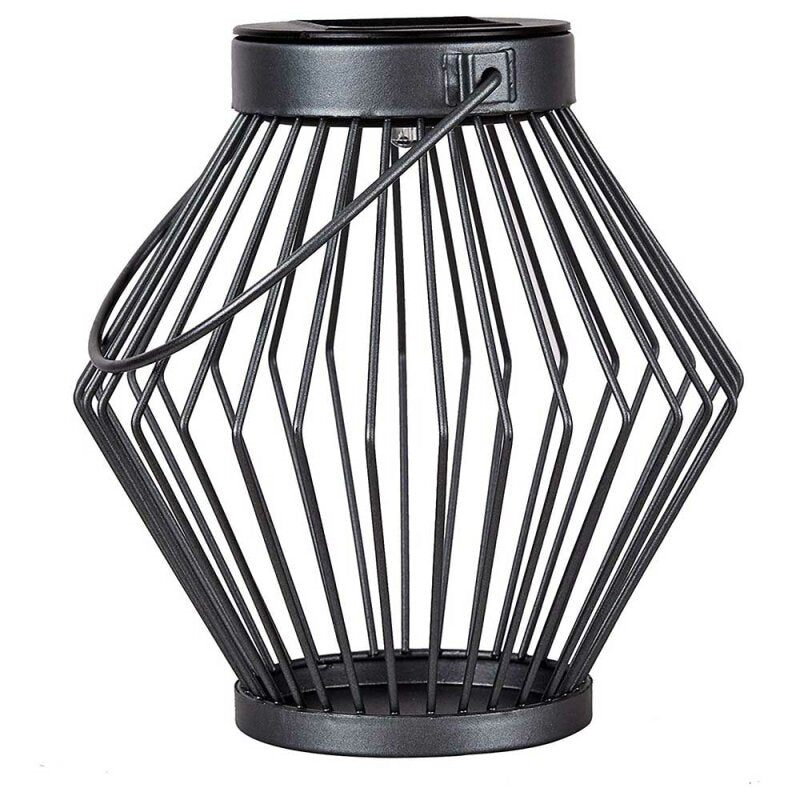 Solar LED Lantaarn Rotan 17 cm - Draadloos op zonne-energie - Grijs