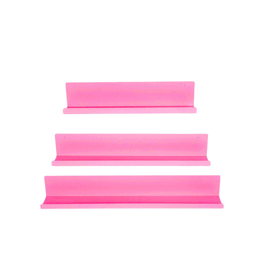 Wanddecoratie -Wandplanken - Metaal - Fluor Roze - Set van 3 - 40/50/60cm