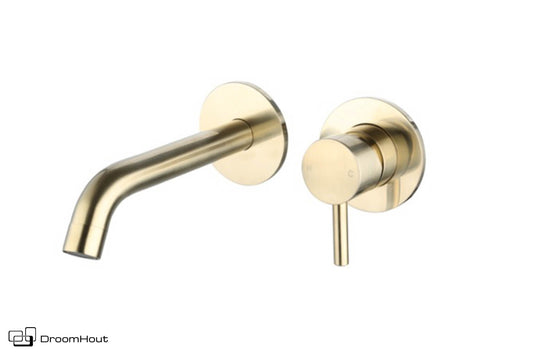 Wastafelmengkraan inbouw geborsteld goud