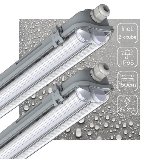 2 PACK - LED's Light LED TL dubbel armatuur 150 cm - Compleet met 2 LED TL buizen 150 cm - 5760lm