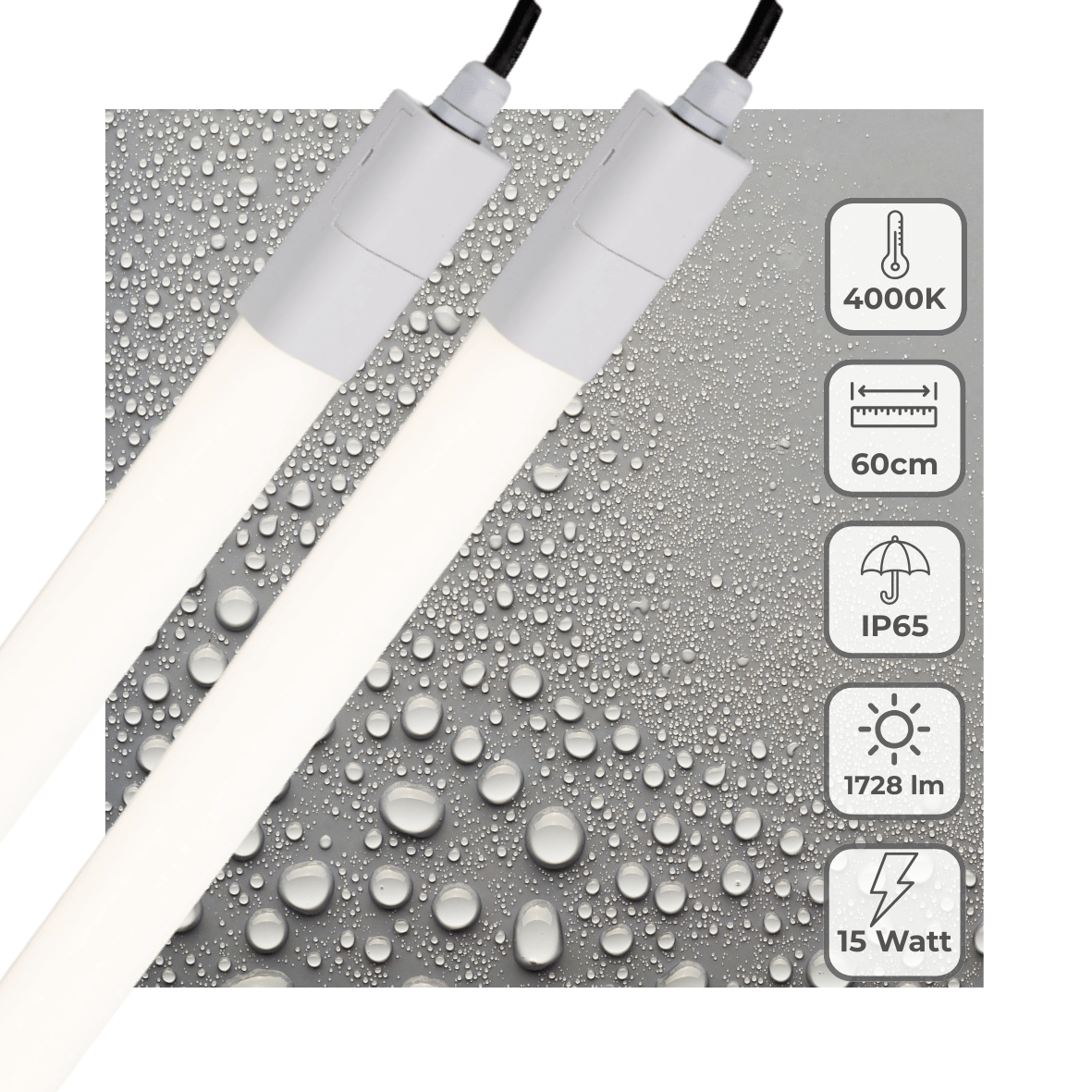 2 PACK - LED's Light LED TL verlichting compleet 60 cm - Geschikt voor buiten en binnen - 1725 lm