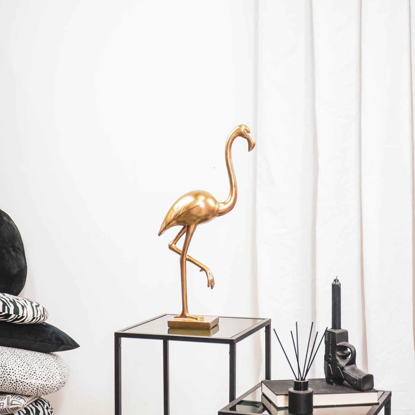 Ornament - Flamingo - Polyresin - Goud - 16,5x10x39cm