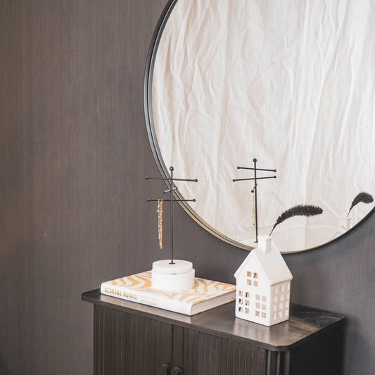 Spiegel - Rond - Metaal - Zwart - 80x3x80cm