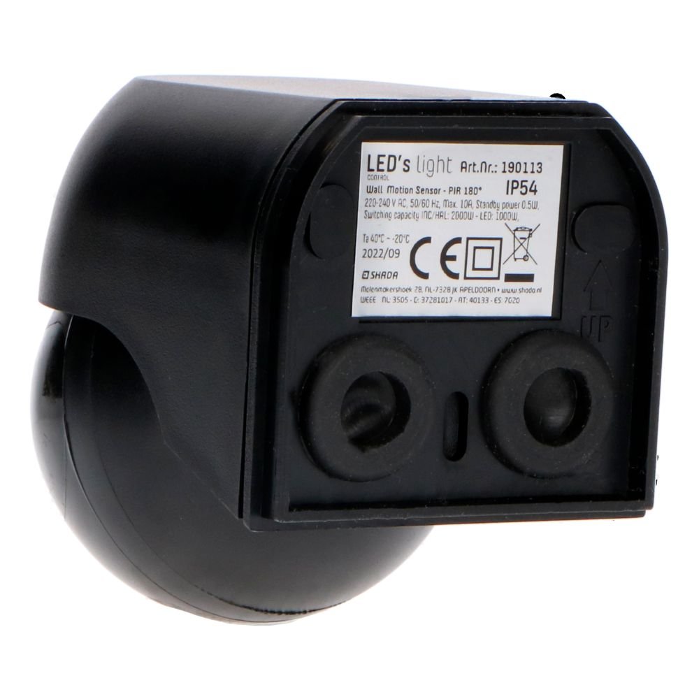 LED's Light 2-in-1 Bewegingsmelder met 12 meter bereik - Voor binnen & buiten - Wandmontage - Zwart