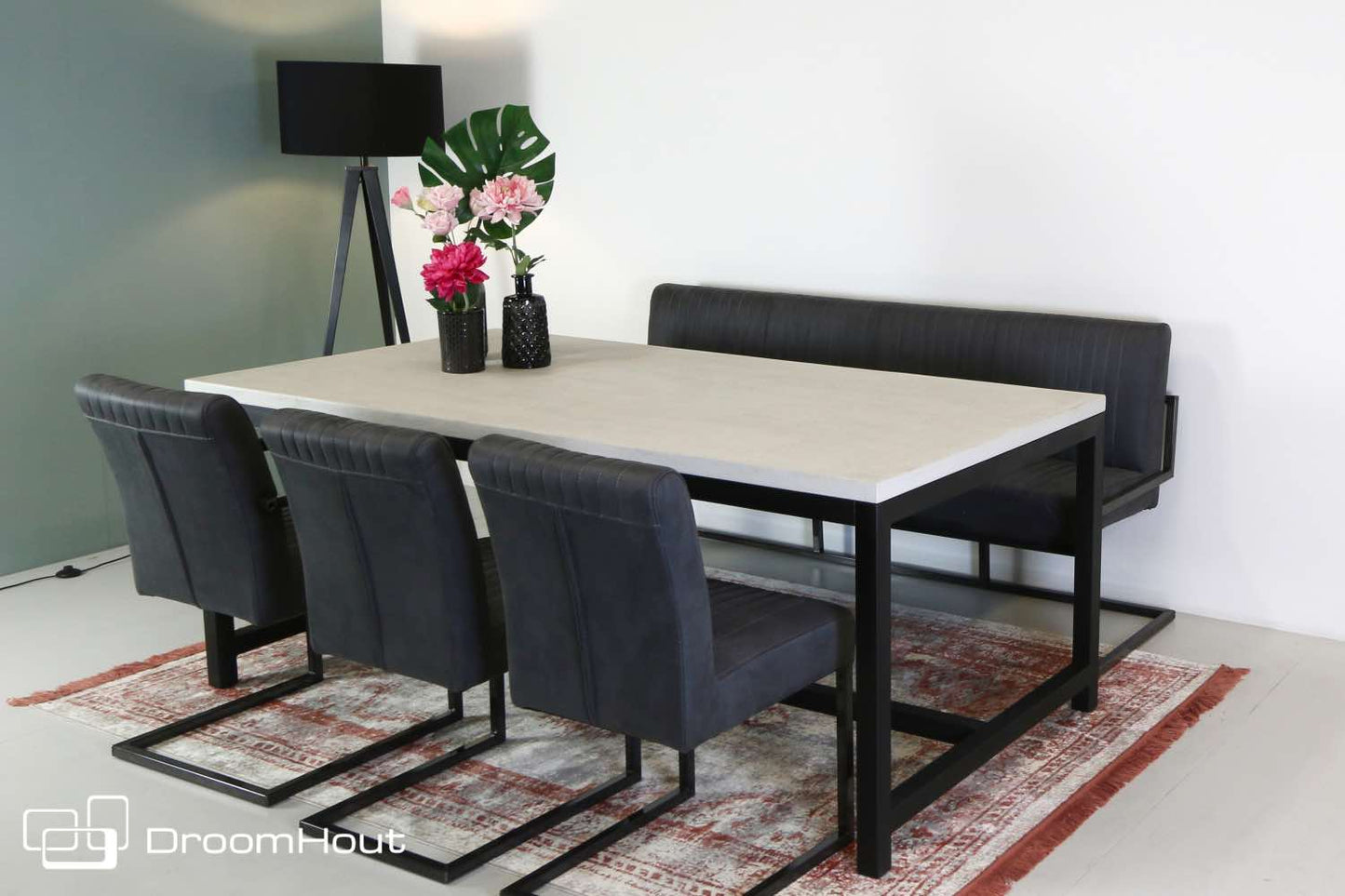 Eetkamerbank Tower Living Ferro antraciet 155 cm