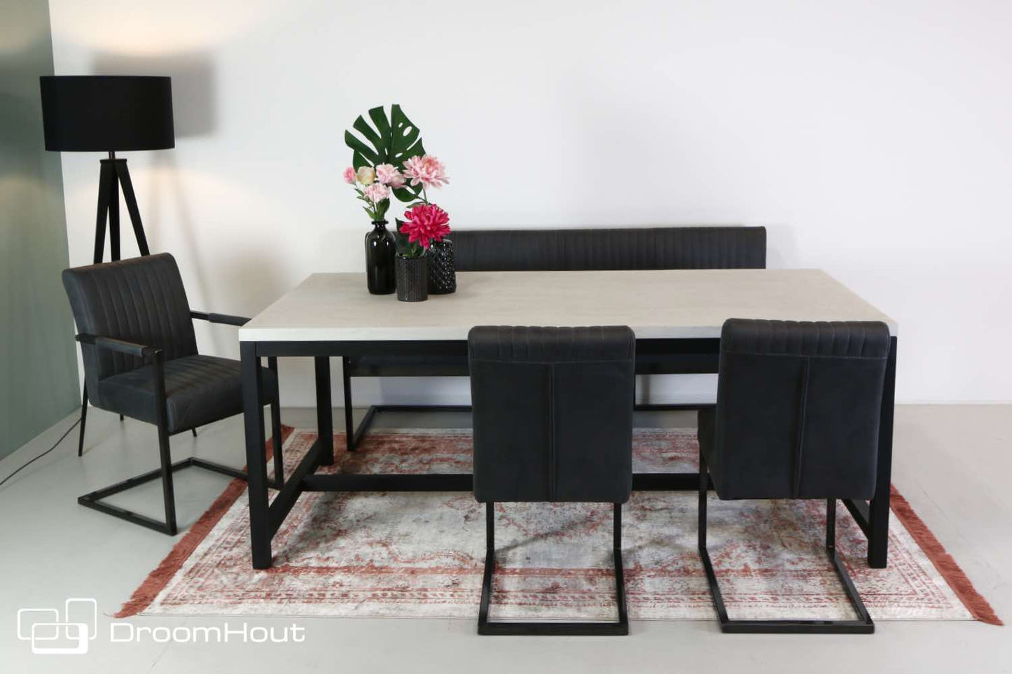 Eetkamerbank Tower Living Ferro antraciet 155 cm