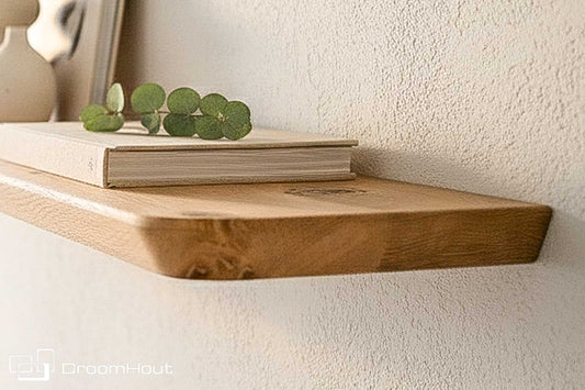 Houten wandplank  (facet rand, ronde hoek)