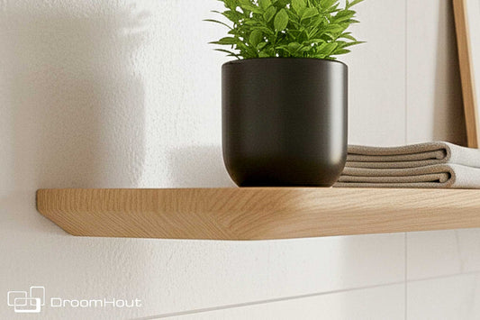 Houten wandplank (verjongde rand, ronde hoek)