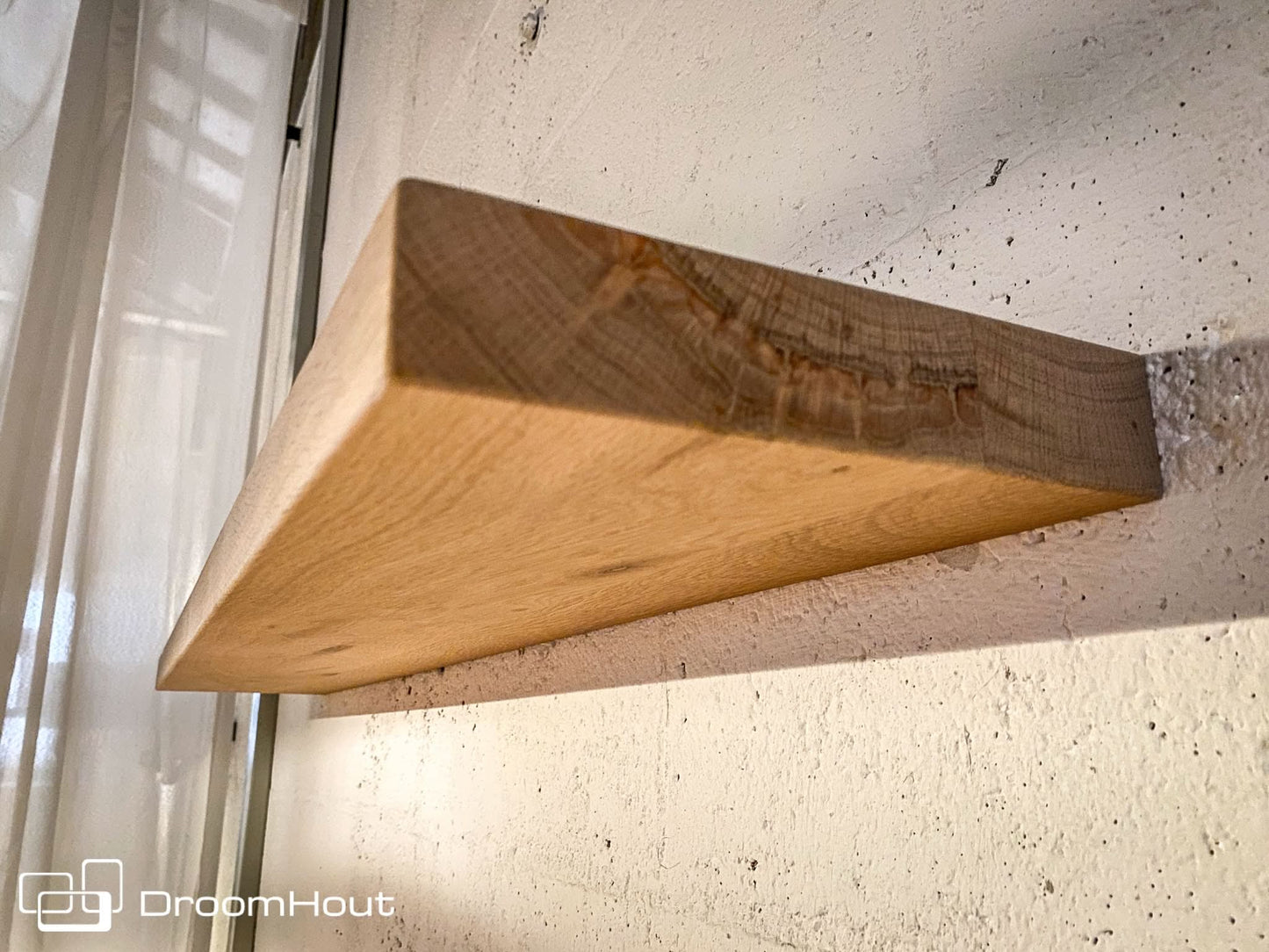 Houten wandplank  (facet rand, ronde hoek)