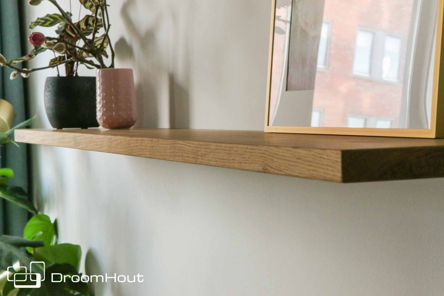 Houten wandplank  (facet rand, ronde hoek)