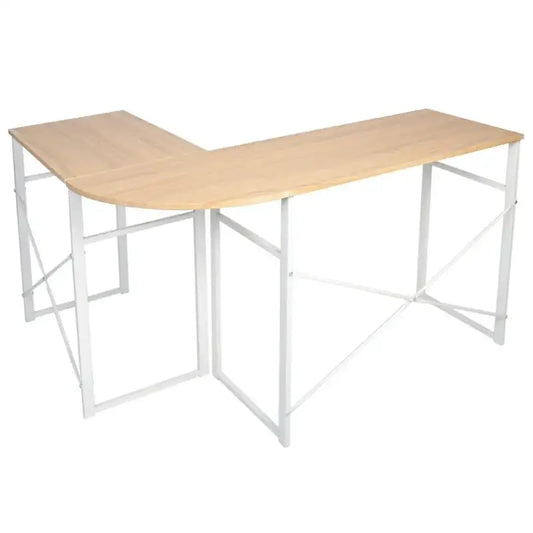 BukkitBow - Hoekbureau met Ronde Bocht - Stevig Hout en Wit Stalen Frame - 83x40CM & 63x40cm