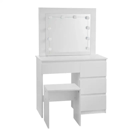 BukkitBow - Kaptafel Set met Kruk - Melamine Panelen - Inclusief Spiegel en LED Verlichting