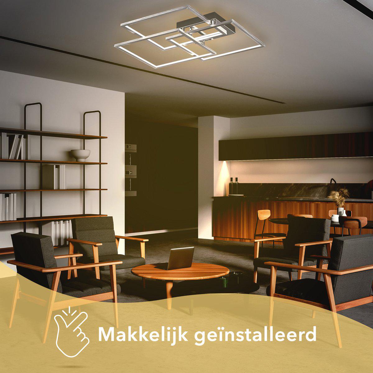 Frame LED Plafonniere 48 cm voor woonkamer - Warm wit licht - 3 lichtpunten - Vierkant