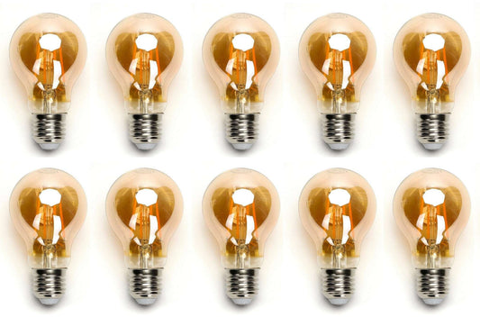 Gloeilamp E27 10 stuks | LED 8W=63W warmwit | 850 Lumen - 2200K - amber glas