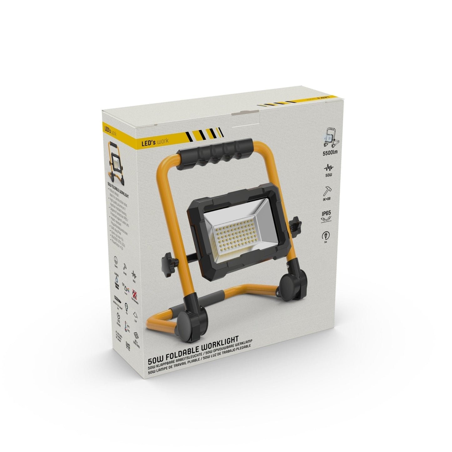 LED's Work Bouwlamp 5500 - Inklapbaar & Kantelbaar - 3 meter snoer - IP65 - 30W