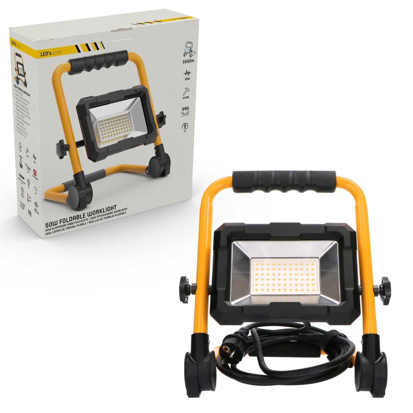 LED's Work Bouwlamp 5500 - Inklapbaar & Kantelbaar - 3 meter snoer - IP65 - 30W