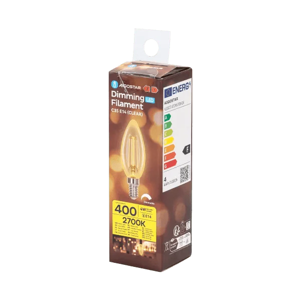 Kaarslamp E14 dimbaar warmwit | C35 LED 4W~400Lm=38W halogeen verlichting | helder glas - 2700K