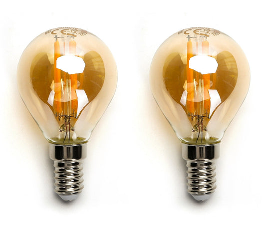 Kogellamp E14 2 stuks | 4W=40W warmwit | 2200K - amber glas