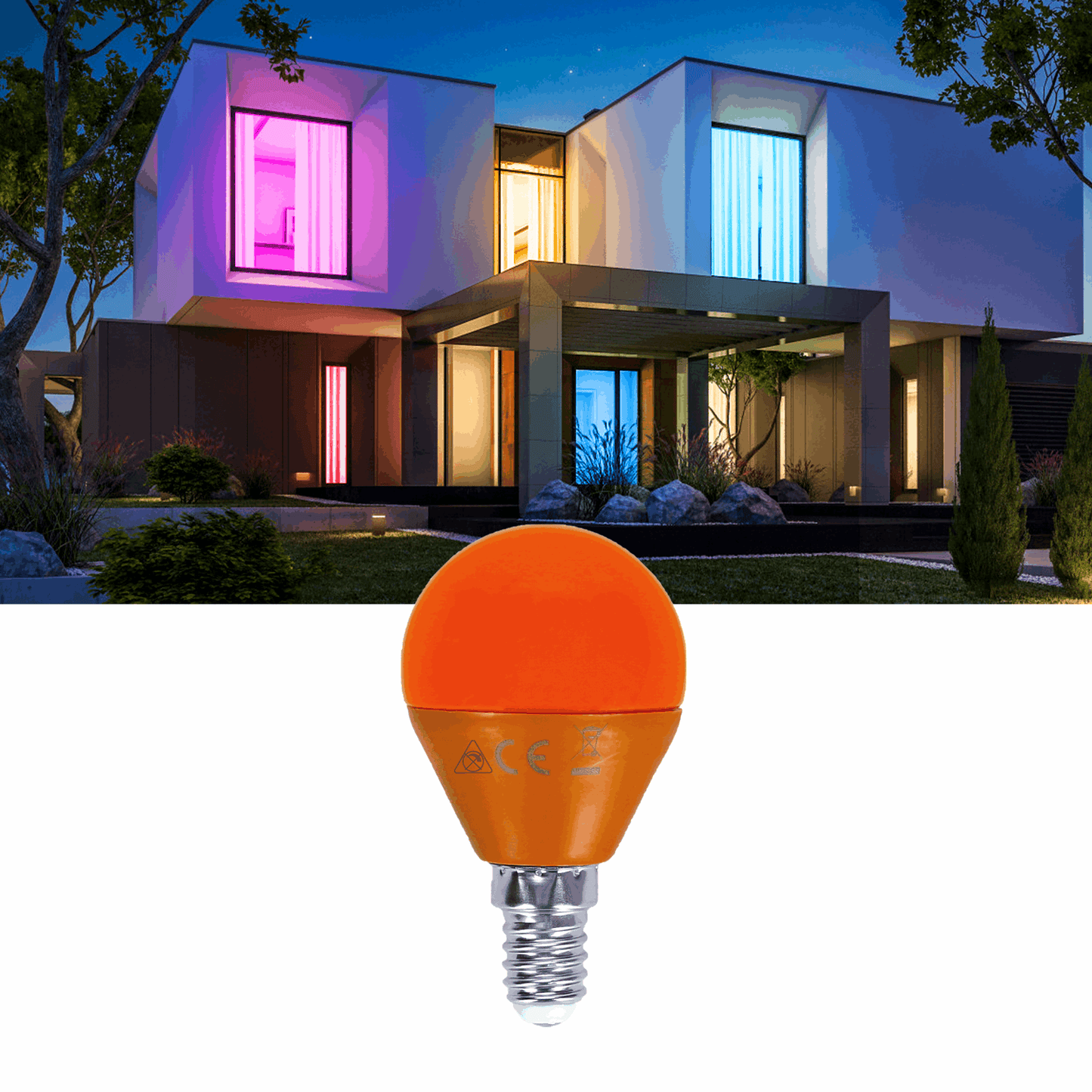 Kogellamp E14 oranje | kleine fitting LED lamp 4W=30W gloeilamp | 230V