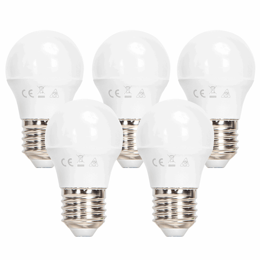 Kogellamp 5 stuks koelwit - grote fitting | E27 LED lamp 6W~510Lm=42W traditionele verlichting | 4000K - 230V