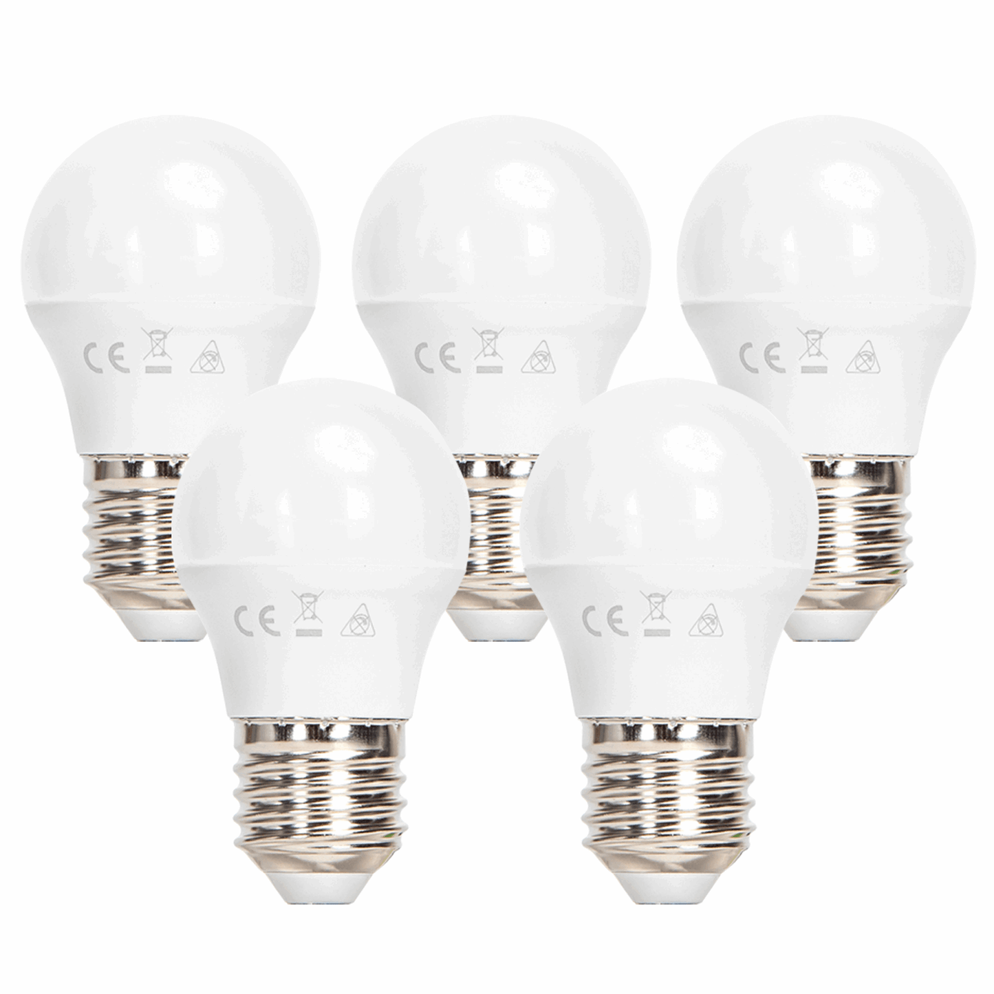 Kogellamp 5 stuks warmwit - grote fitting | E27 LED lamp 6W~510Lm=42W traditionele verlichting | 3000K - 230V