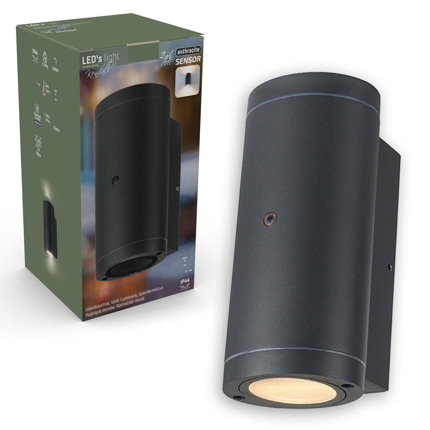 LED's Light Up & Down LED Buitenlamp met sensor - IP44 waterdicht - GU10 fitting - Model Venezia - Antraciet