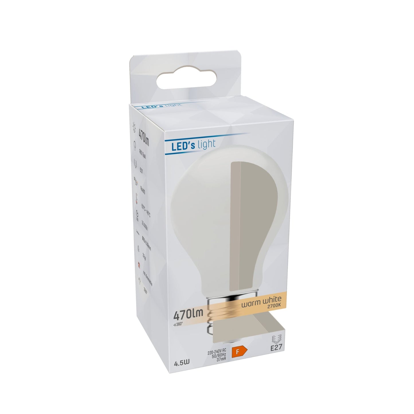 LED Lamp E27 - Mat wit glas - 4W/40W - 470 lm - Warm wit licht